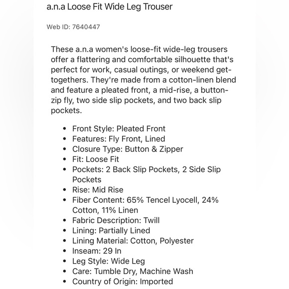 a.n.a Loose Fit Wide Leg Trouser - Picture 8 of 8